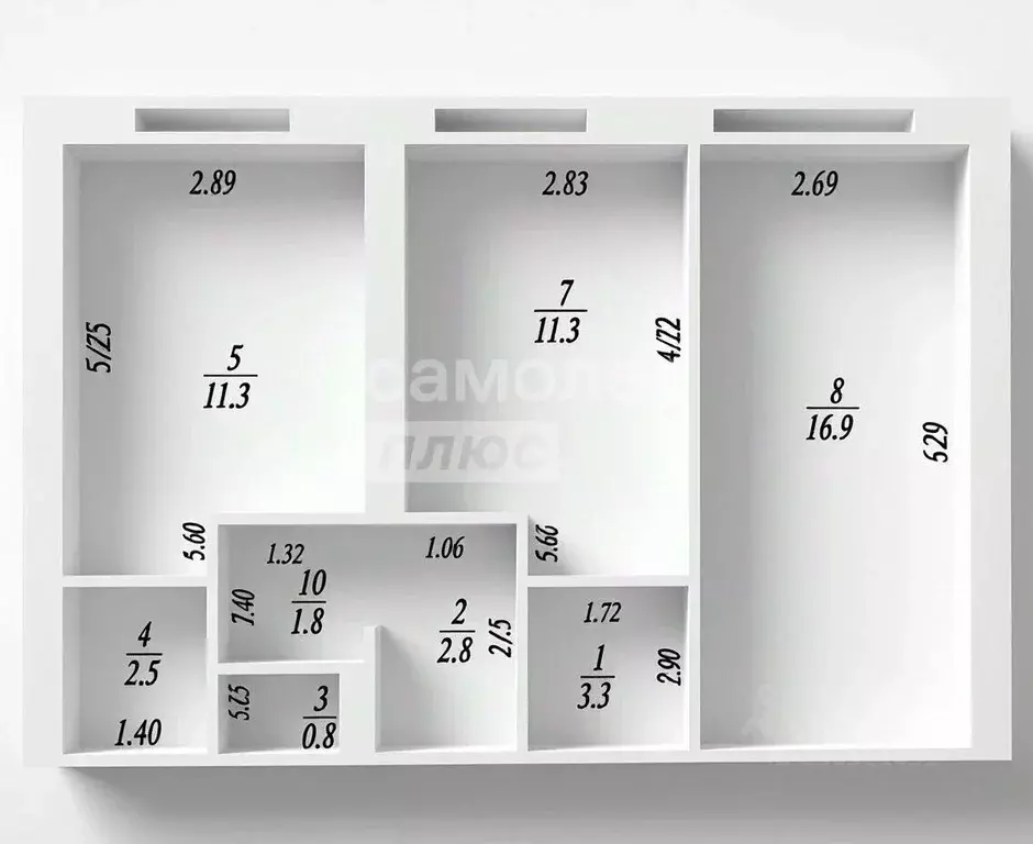 3-к кв. Башкортостан, Уфа Вологодская ул., 79А (50.7 м) - Фото 2