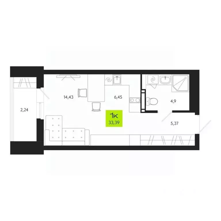 1-к кв. Томская область, Томск Уютный жилой квартал, ул. Маяковского, ... - Фото 1