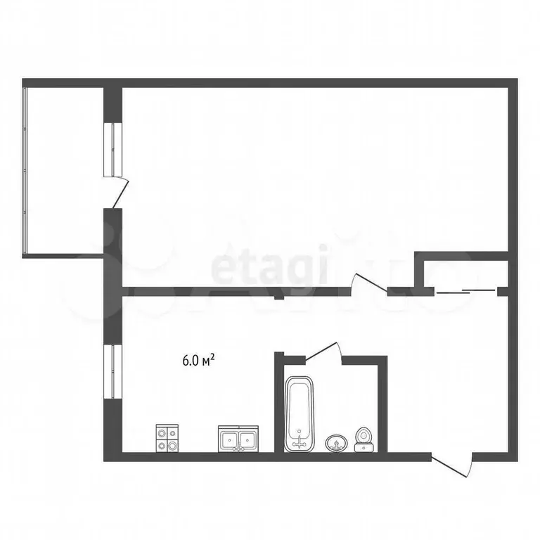 1-к. квартира, 25 м, 4/5 эт. - Фото 0