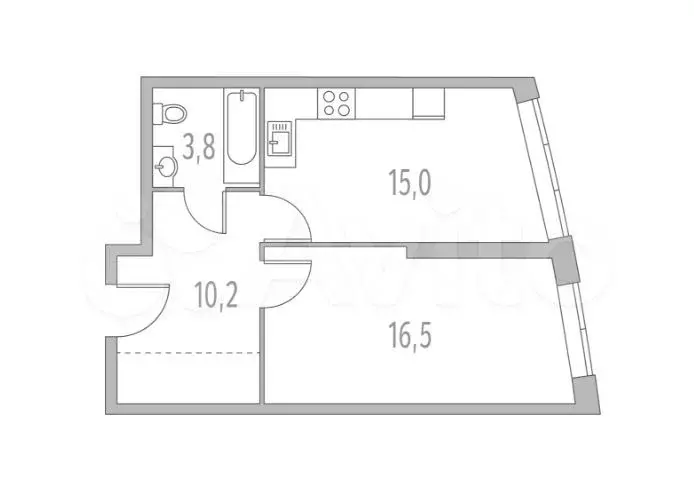 1-к. квартира, 45,5 м, 7/31 эт. - Фото 0