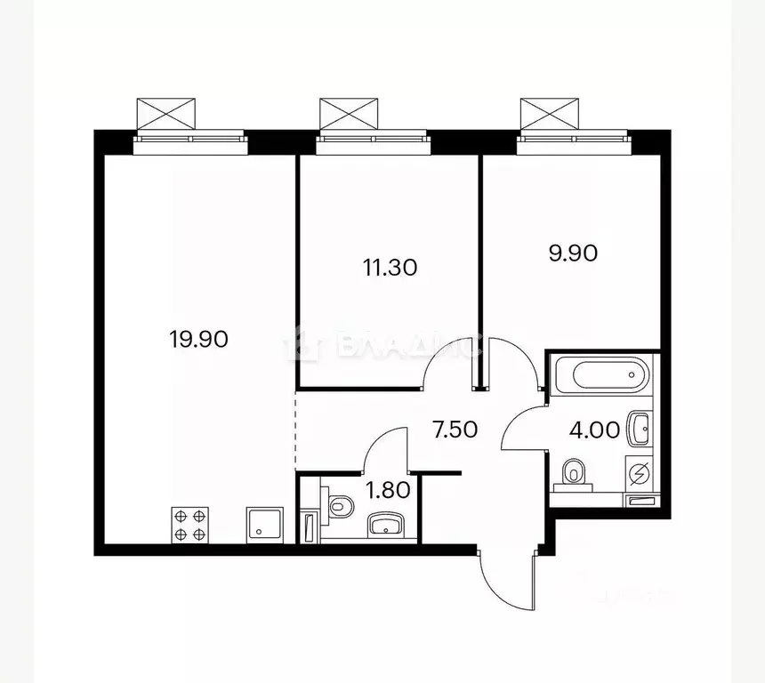 3-к кв. Московская область, Мытищи Юбилейная ул., 10 (54.2 м) - Фото 2
