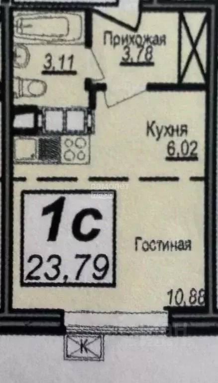 Студия Московская область, Люберцы ул. Юности, 7 (23.5 м) - Фото 2