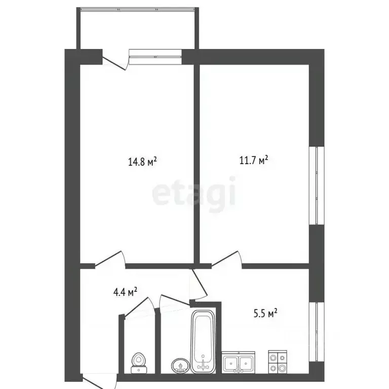 2-к кв. Крым, Евпатория ул. Некрасова, 87 (39.7 м) - Фото 2