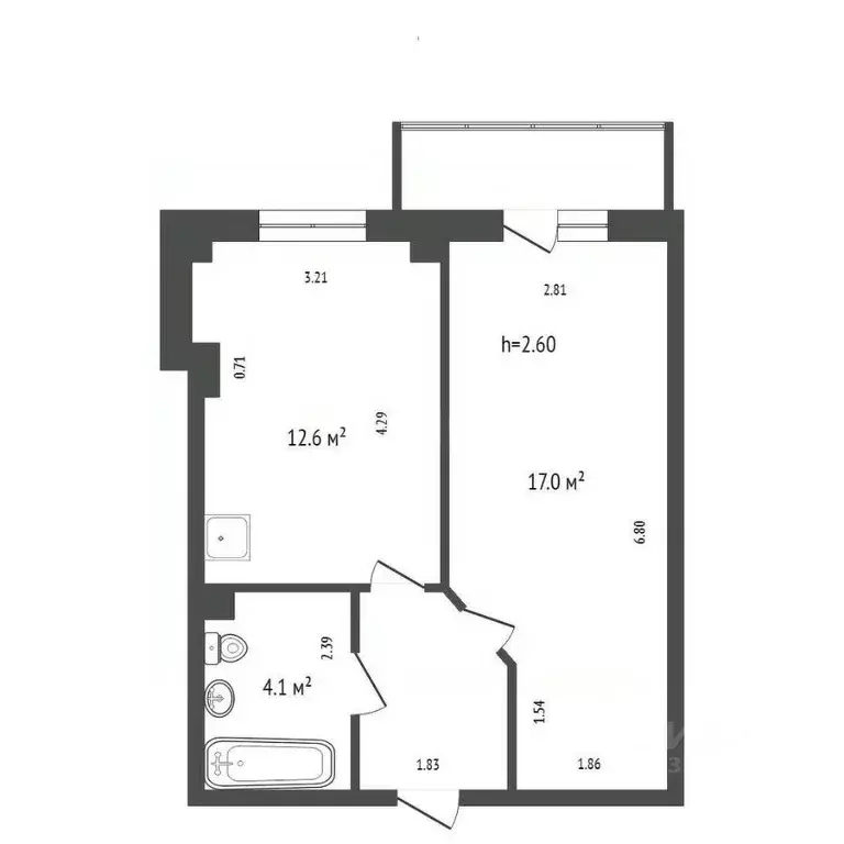 1-к кв. Красноярский край, Красноярск ул. Калинина, 183А (37.7 м) - Фото 2