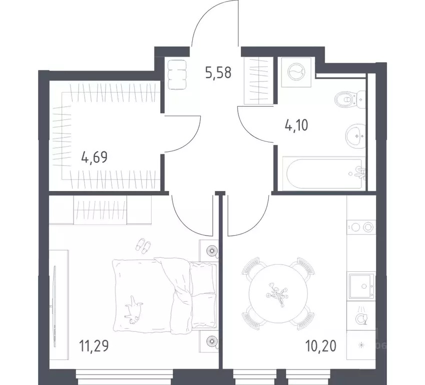 1-к кв. Московская область, Ленинский городской округ, Мисайлово пгт, ... - Фото 1