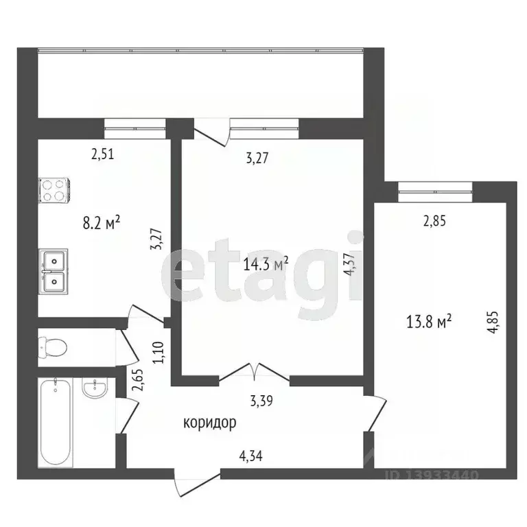 2-к кв. Тюменская область, Тюмень Широтная ул., 148к3 (50.0 м) - Фото 2