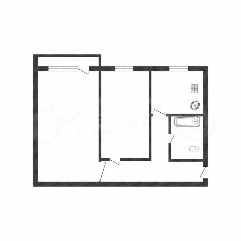 2-к. квартира, 44,9 м, 5/5 эт. - Фото 0