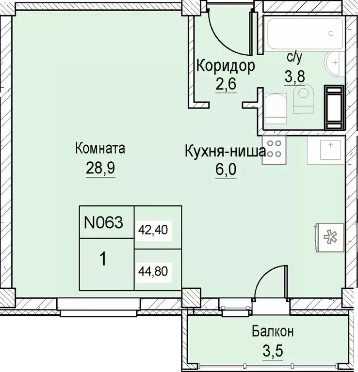 1-к кв. Нижегородская область, Нижний Новгород ул. Июльских Дней (42.4 ... - Фото 0