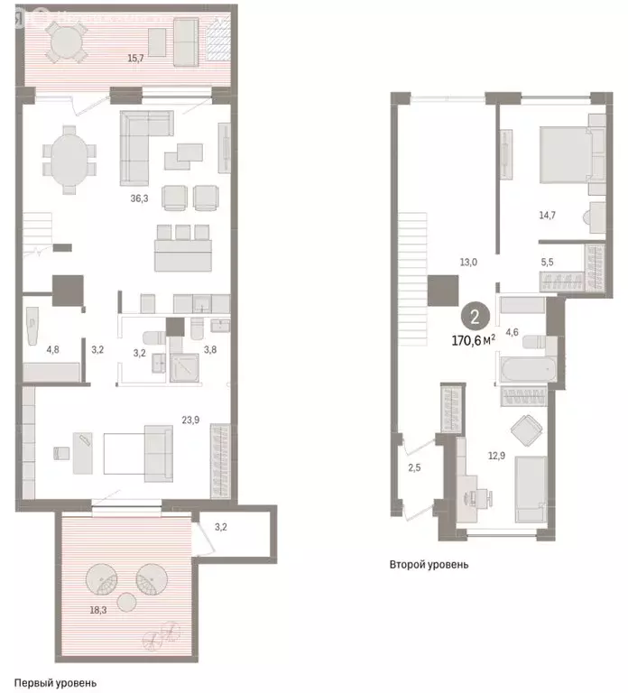 2-комнатная квартира: Тюмень, ЖК Дом у Озера (170.64 м) - Фото 1