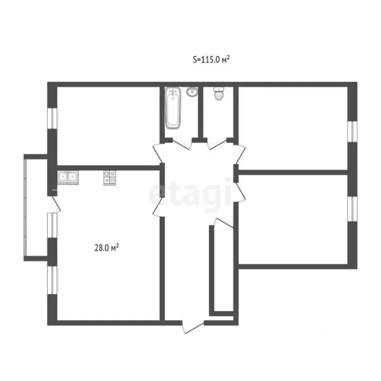 3-к кв. Тюменская область, Тюмень ул. Дмитрия Менделеева, 5 (115.0 м) - Фото 1