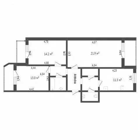 3-к кв. Белгородская область, Белгород ул. Победы, 49к3 (96.0 м) - Фото 2
