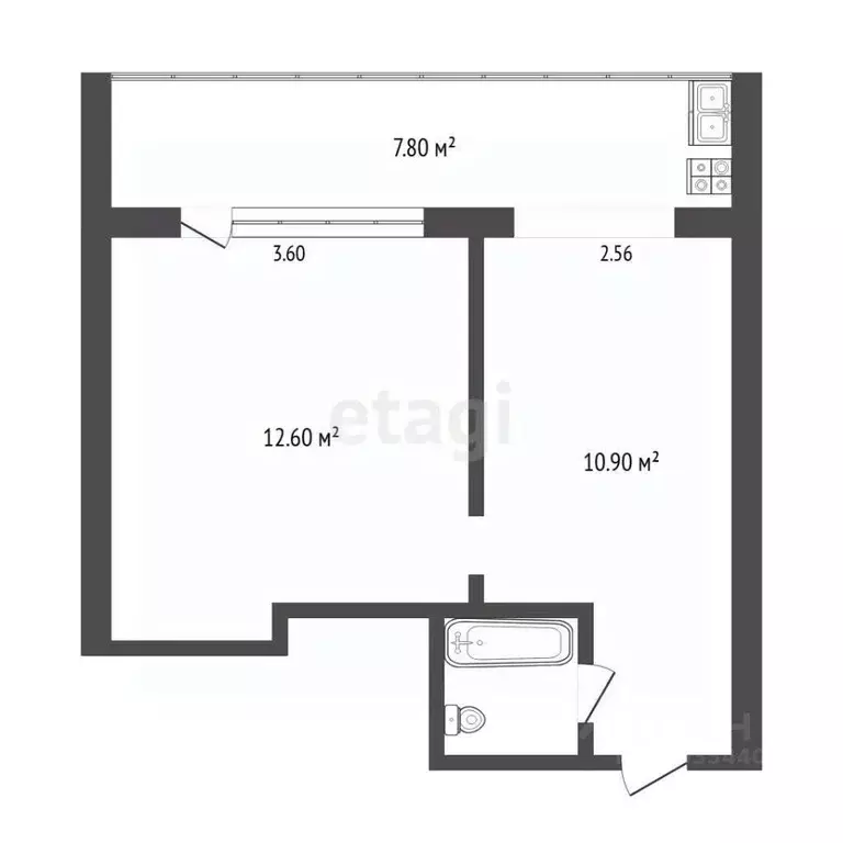 2-к кв. Тюменская область, Тюмень Олимпийская ул., 12а (32.8 м) - Фото 2
