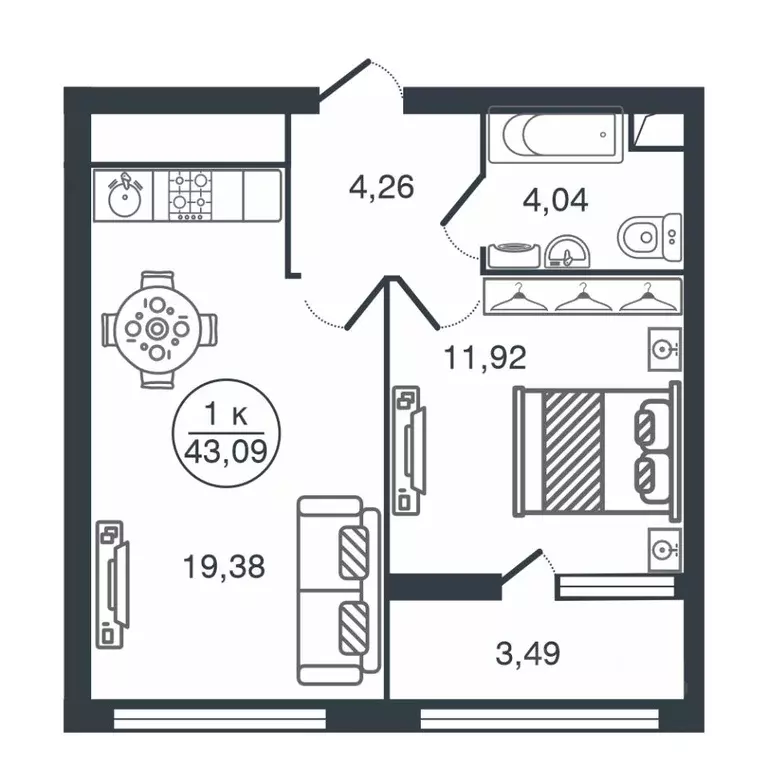 1-к кв. Тверская область, Тверь Южный мкр,  (43.09 м) - Фото 1
