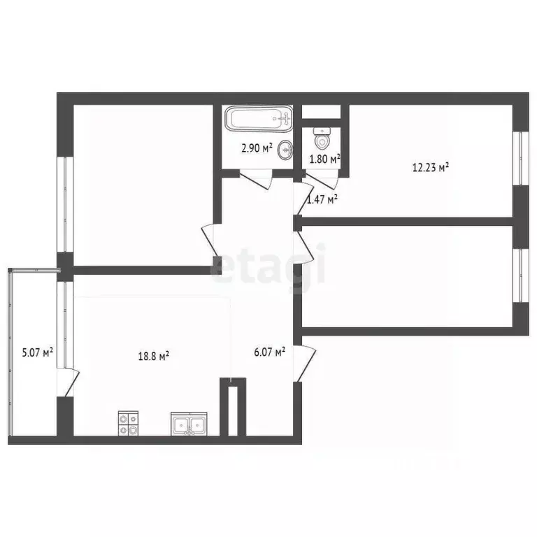 3-к кв. Челябинская область, Челябинский городской округ, пос. ... - Фото 1