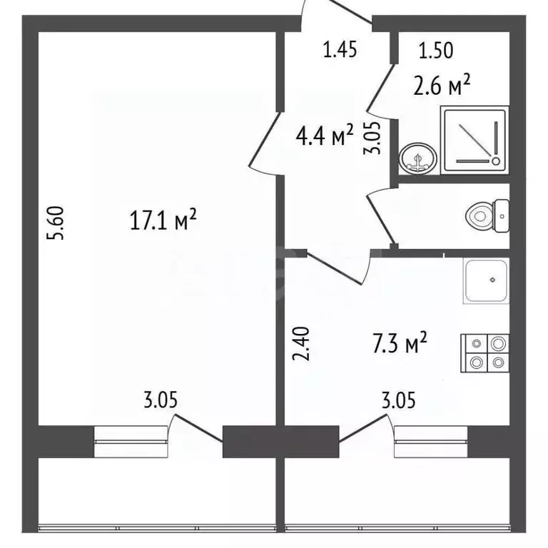 1-к кв. Ростовская область, Шахты Благодатная ул., 42 (43.9 м) - Фото 1
