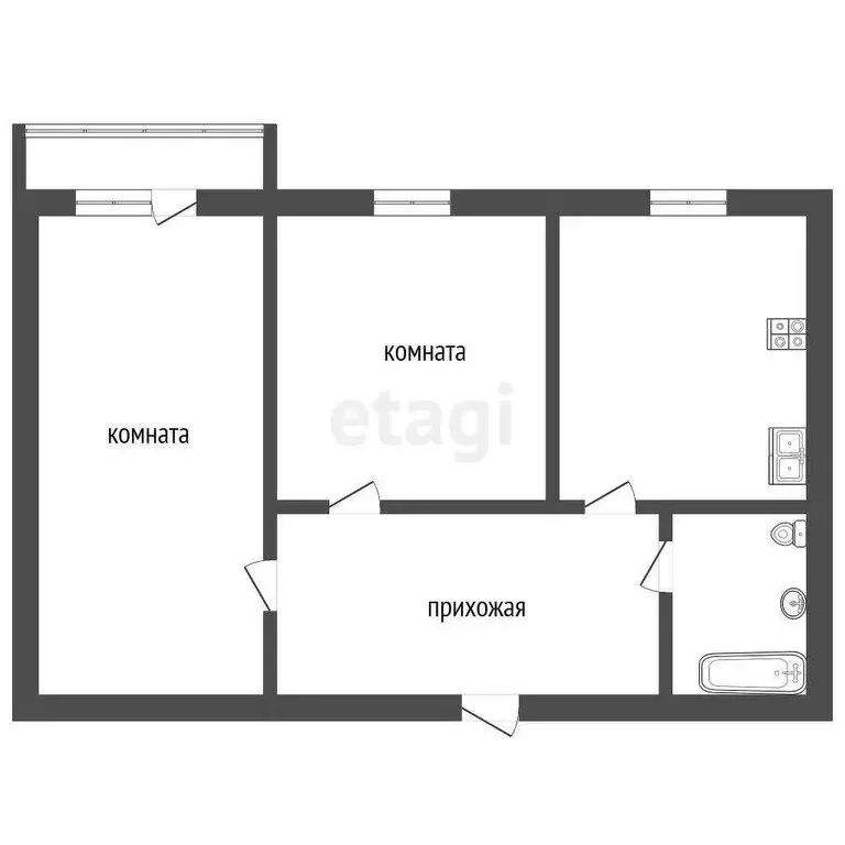 2-комнатная квартира: Ялуторовск, улица Максима Горького, 39А (60 м) - Фото 1