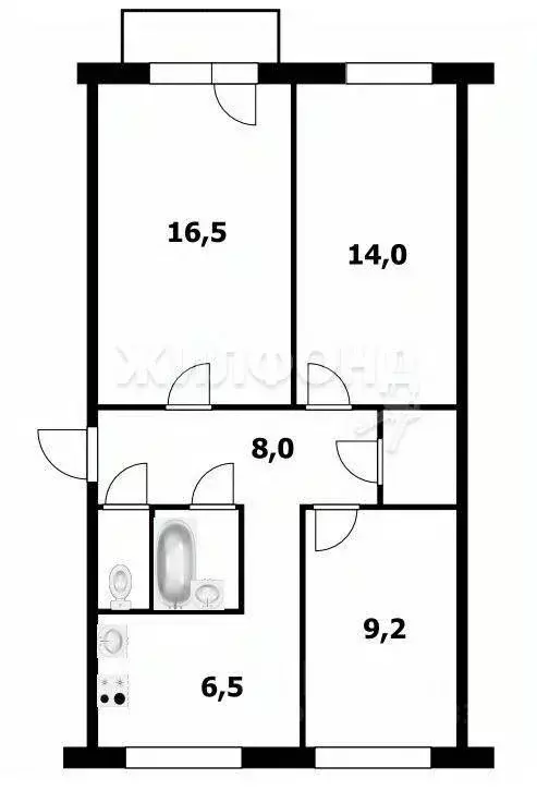 3-к кв. Новосибирская область, Новосибирск ул. Молодости, 6 (58.2 м) - Фото 0