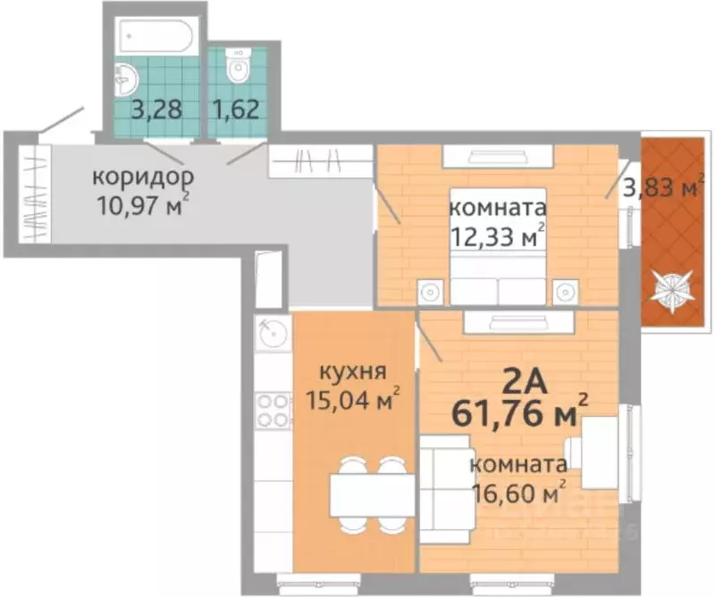 2-к кв. Свердловская область, Екатеринбург ул. Краснолесья, 108/3 ... - Фото 0