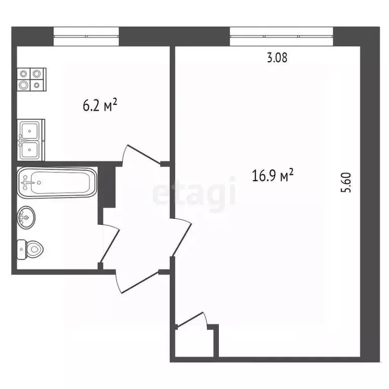1-к кв. Камчатский край, Петропавловск-Камчатский просп. Циолковского, ... - Фото 2
