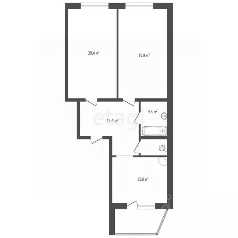 2-к кв. Красноярский край, Красноярск ул. Толстого, 17 (73.6 м) - Фото 2