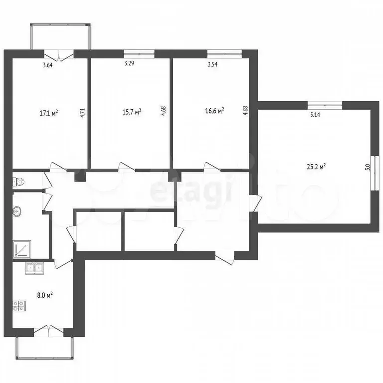 4-к. квартира, 120 м, 3/3 эт. - Фото 0