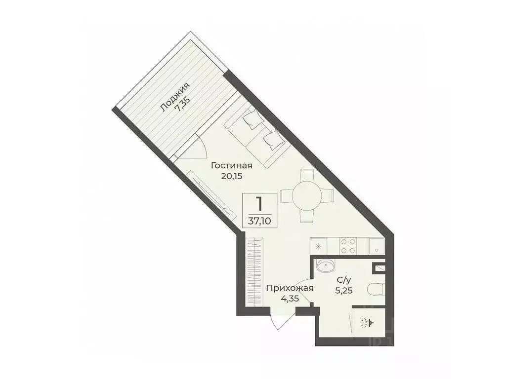 Студия Крым, Сакский район, с. Лесновка  (37.1 м) - Фото 0