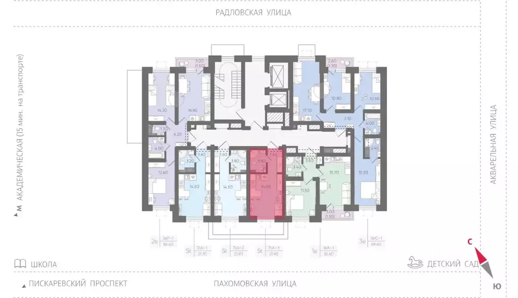 Студия Санкт-Петербург ул. Радловская (21.9 м) - Фото 1