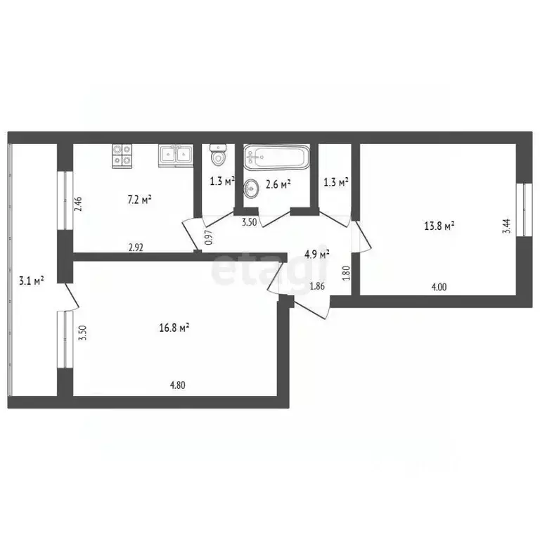 2-к кв. Забайкальский край, Чита ул. Весенняя, 16 (47.9 м) - Фото 1