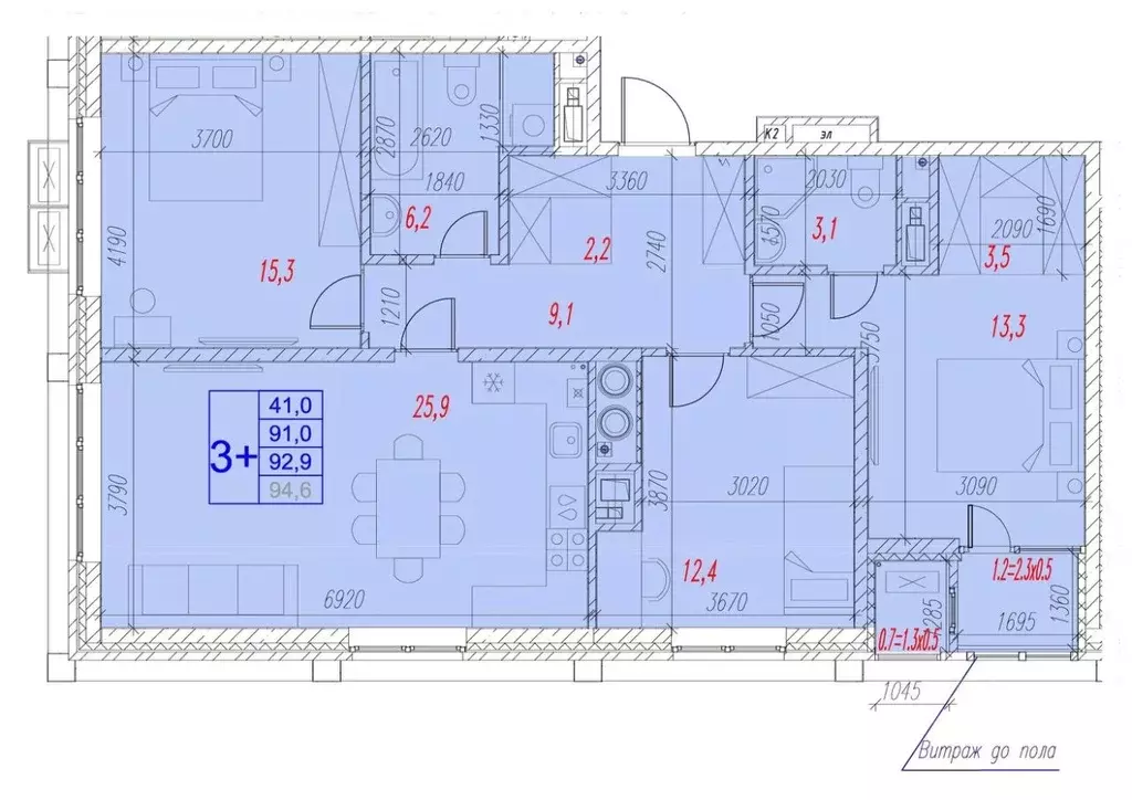 3-к кв. Астраханская область, Астрахань ул. Трофимова (92.9 м) - Фото 1
