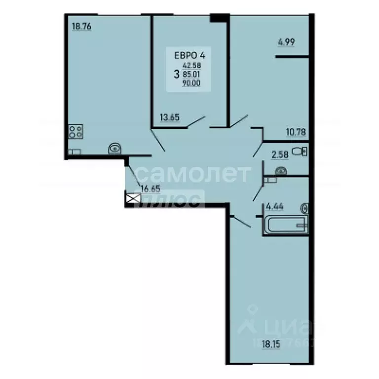 3-к кв. Липецкая область, Липецк Студеновская ул., 23 (89.49 м) - Фото 2