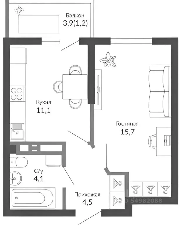 1-к кв. Краснодарский край, Новороссийск ул. Куникова, 55к1 (38.6 м) - Фото 1