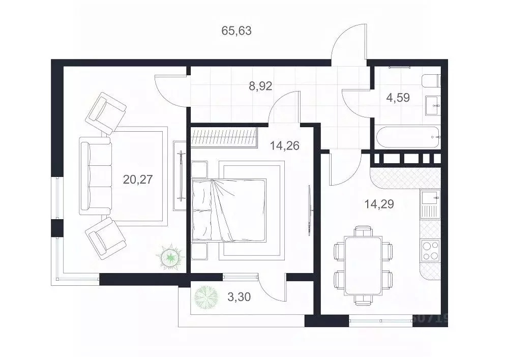 2-к кв. Дагестан, Каспийск просп. Акулиничева (65.63 м) - Фото 0