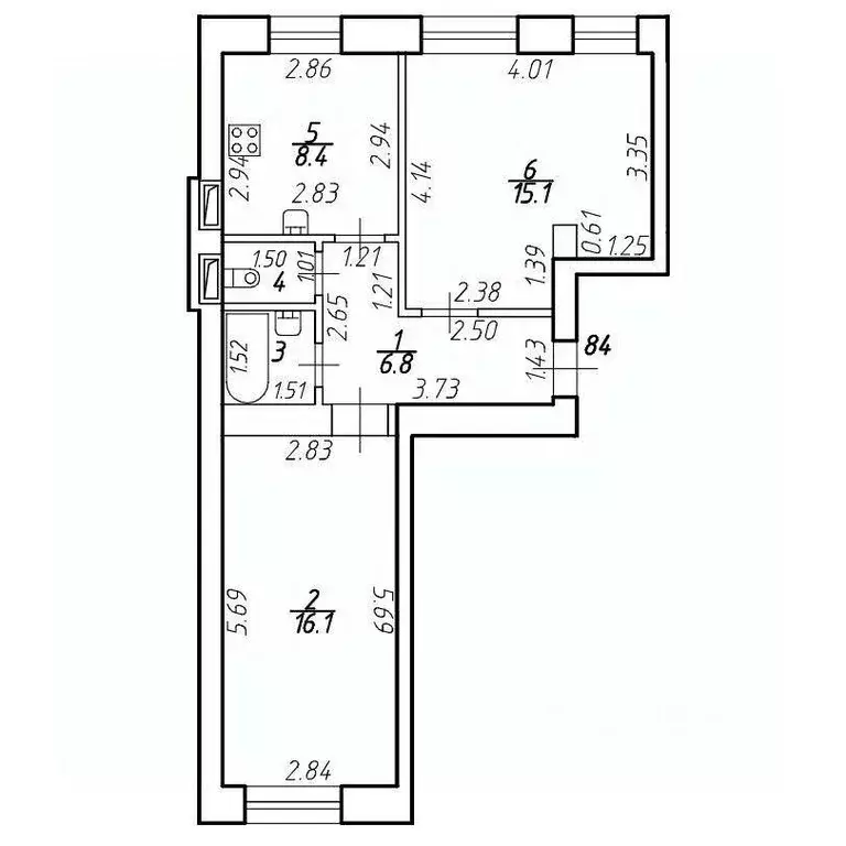 2-к кв. Санкт-Петербург пос. Шушары, Московское ш., 256к8 (50.2 м) - Фото 1