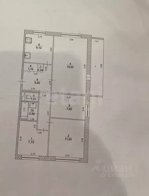 4-к кв. Ульяновская область, Ульяновск ул. Рябикова, 61/37 (73.6 м) - Фото 2