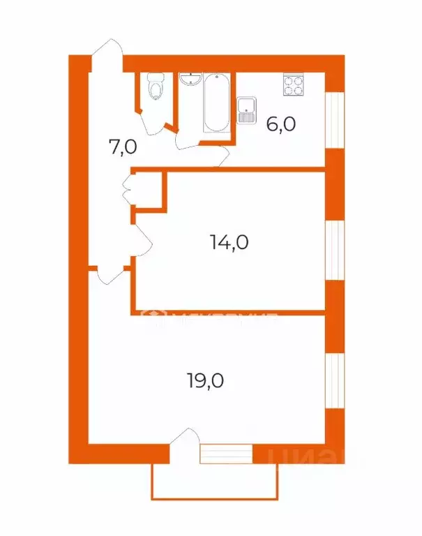 2-к кв. Санкт-Петербург ул. Вавиловых, 5К4 (50.0 м) - Фото 2