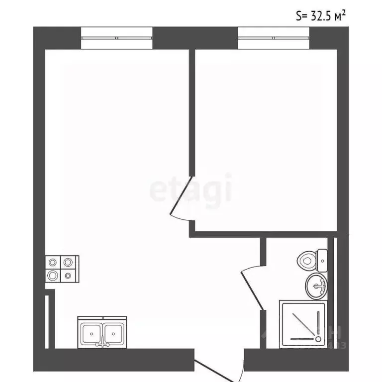 Студия Санкт-Петербург Октябрьская наб., 108к1Б (32.5 м) - Фото 1