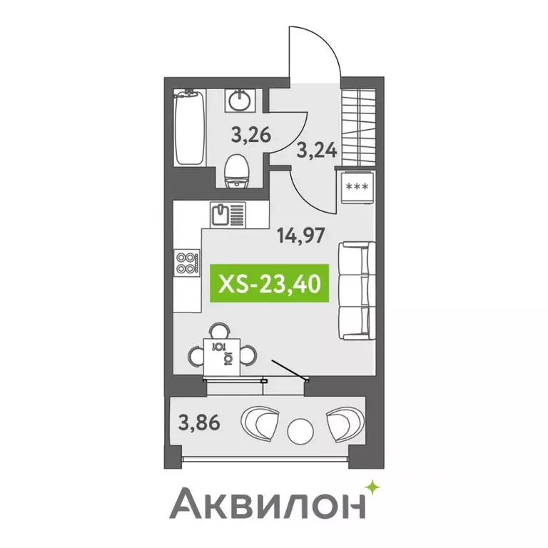 Студия Санкт-Петербург бул. Головнина, 4 (24.1 м) - Фото 0