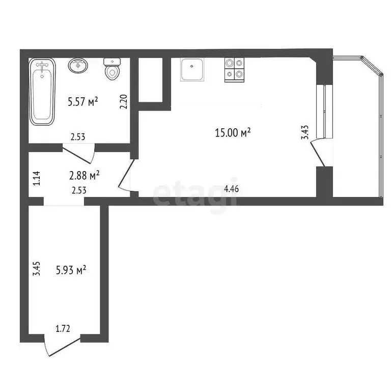 Квартира-студия: Тюмень, улица Валентины Трофимовой, 12 (28 м) - Фото 1