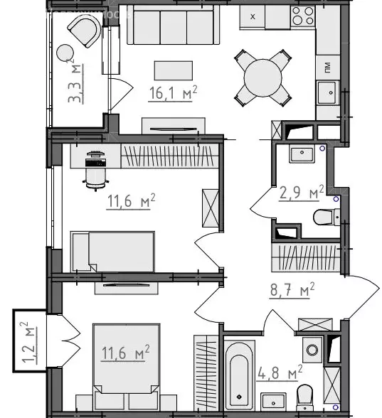 2-комнатная квартира: Владимир, микрорайон Сновицы-Веризино (57.71 м) - Фото 2