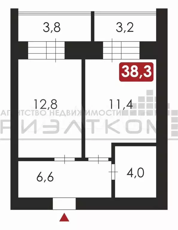 1-к. квартира, 38,1 м, 6/9 эт. - Фото 0