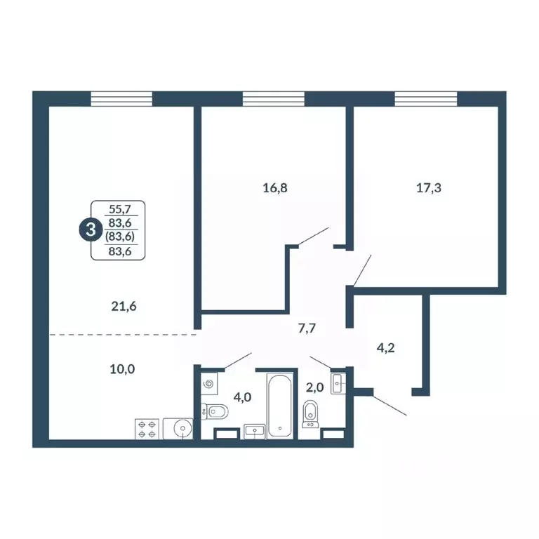 3-к кв. Кировская область, Киров Скандинавия жилой комплекс (83.6 м) - Фото 0