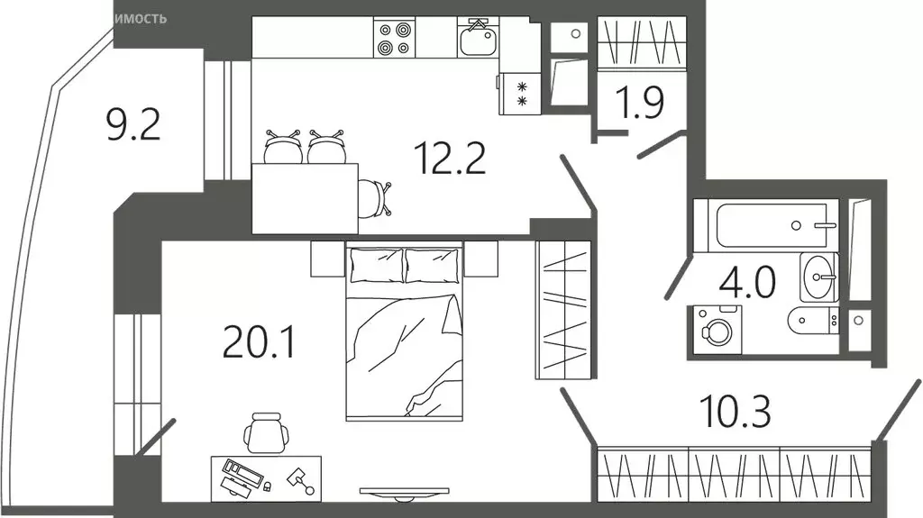1-комнатная квартира: Подольск, микрорайон Климовск, Советская улица, ... - Фото 1