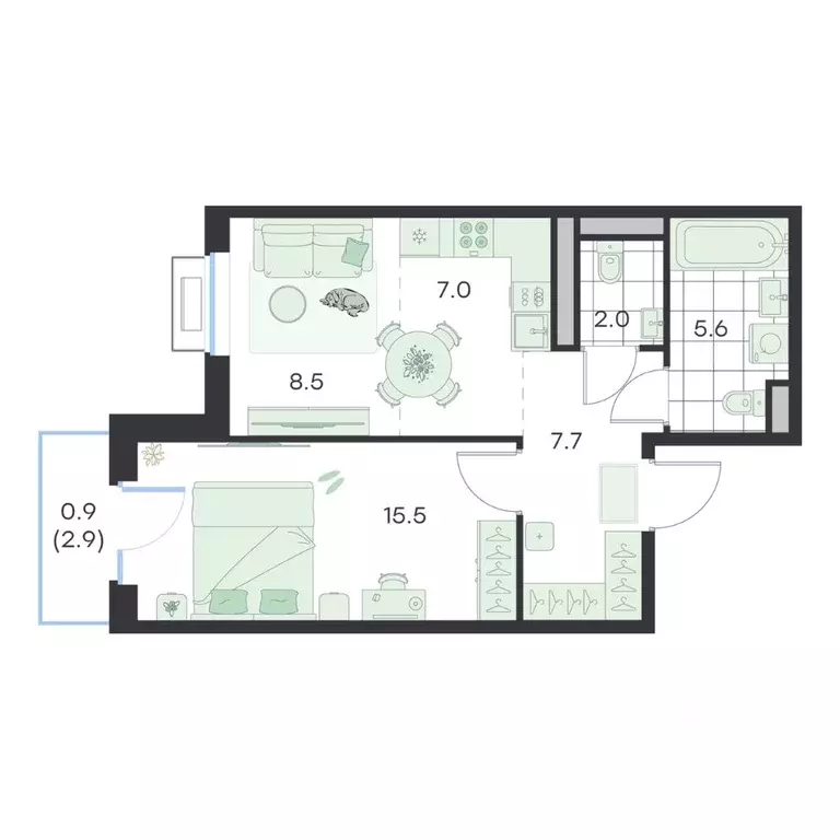 2-к кв. Московская область, Раменское G3 Михалевич жилой комплекс ... - Фото 1