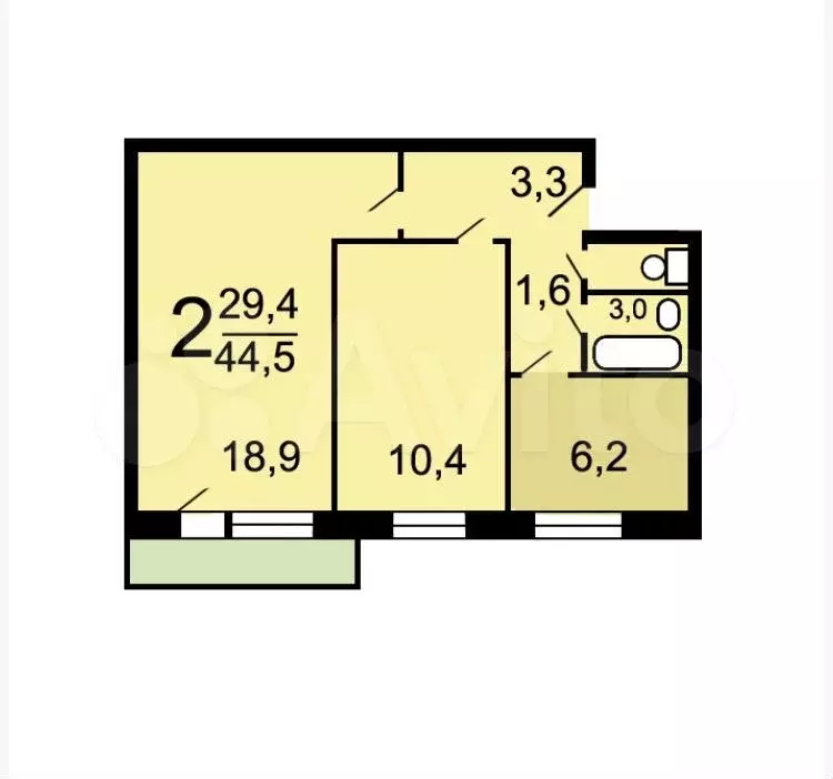 2-к. квартира, 46 м, 8/9 эт. - Фото 0