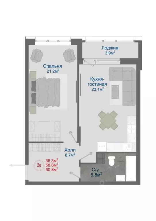 2-к кв. Воронежская область, Новоусманский район, пос. Отрадное ул. ... - Фото 1