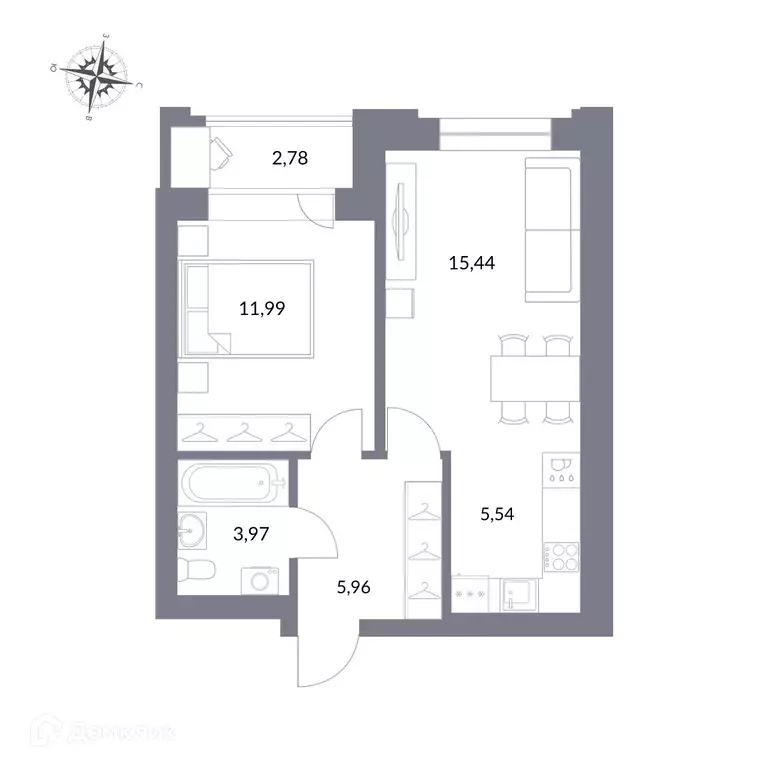 Продаётся квартира-студия, 45.7 м - Фото 0