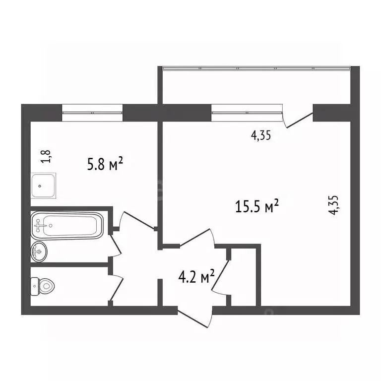 1-к кв. Красноярский край, Красноярск ул. Академгородок, 17А (30.7 м) - Фото 1