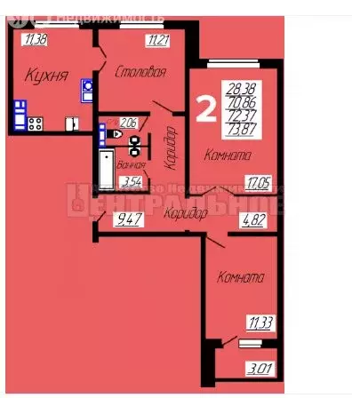 2-комнатная квартира: Смоленск, улица Седова, 18 (74 м) - Фото 0
