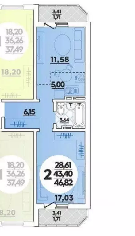 1-к кв. Краснодарский край, Краснодар ул. Имени Героя Советского Союза ... - Фото 2