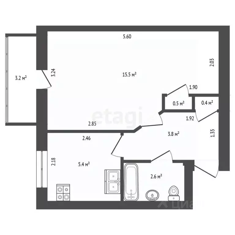 1-к кв. Санкт-Петербург Новоизмайловский просп., 57К2 (27.9 м) - Фото 2